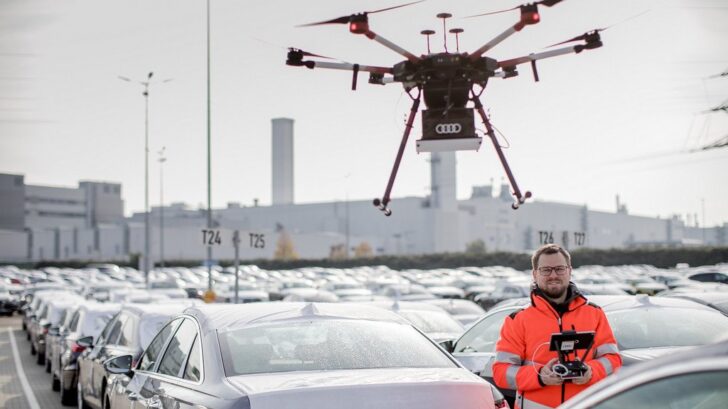 Audi со дрон ги бара возилата за испорака од фабрика