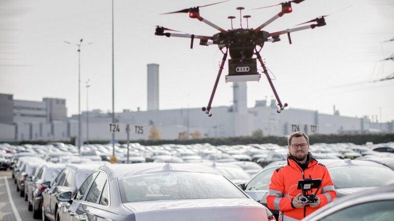 Audi со дрон ги бара возилата за испорака од фабрика