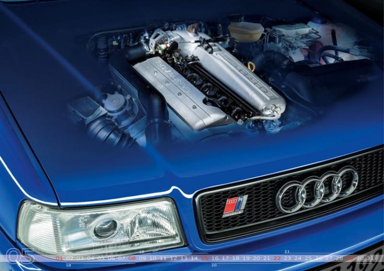 Календар за 2016 година со моторите од историските модели на Audi