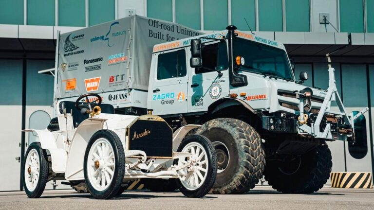Несекојдневна средба на Bigfoot-Unimog и Mercedes Simplex