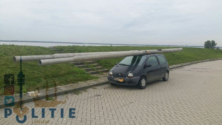 автомобил со бандери на покрив
